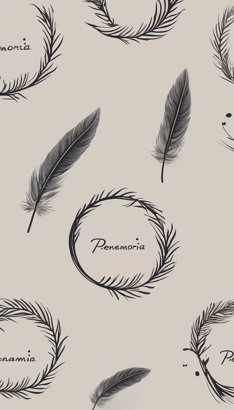 A minimal, modern, simple, cinematic logo design for the brand “Penamemoria". Create a modern, minimalistic, high-quality, logo of a memory feather. The logo must be convey a sense of dreams, stories, memories, music and imagination.

