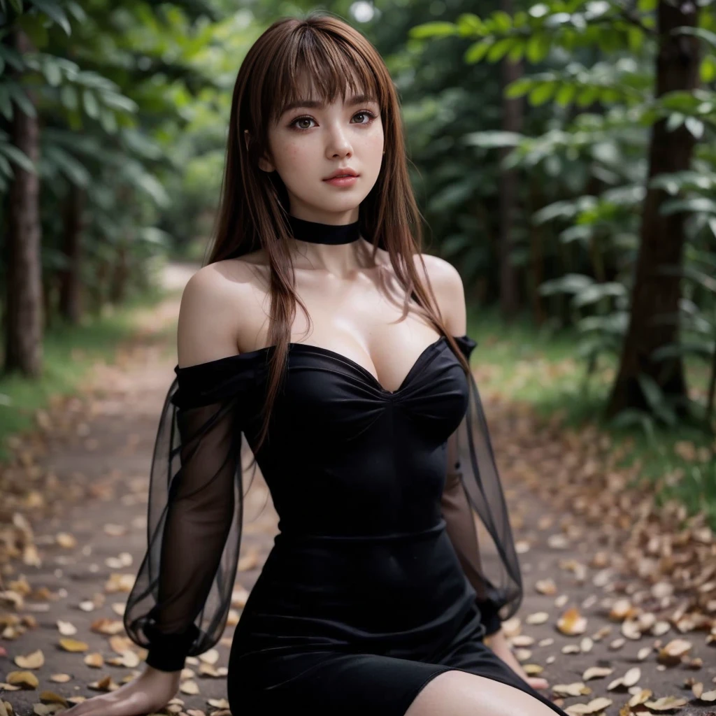 Kasumi, brown eyes, (best quality, ultra-detailed), (realistic:1.37), beautiful and detailed face, ultra-realistic texture, delicate face, delicate body, red lipstick, bright colors. High definition, 8K.