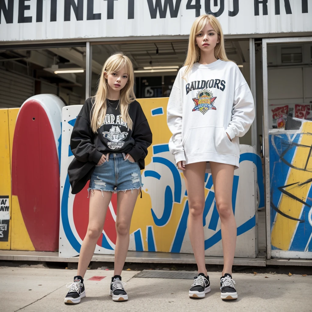 Blonde woman in the skateboard hall
