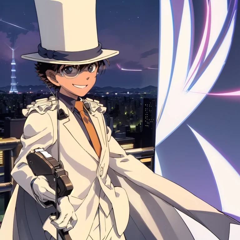 Close-up of a person in a white suit and hat, Dynamic Leadership Style, Shinji, aramaki Shinji, 2 0 2 2 Anime Style, 2022 anime style, Hideaki's Anime, Key Anime Art, Tall anime guy with blue eyes, From Evangelion, akiyuki shinbou, jotaro kujo