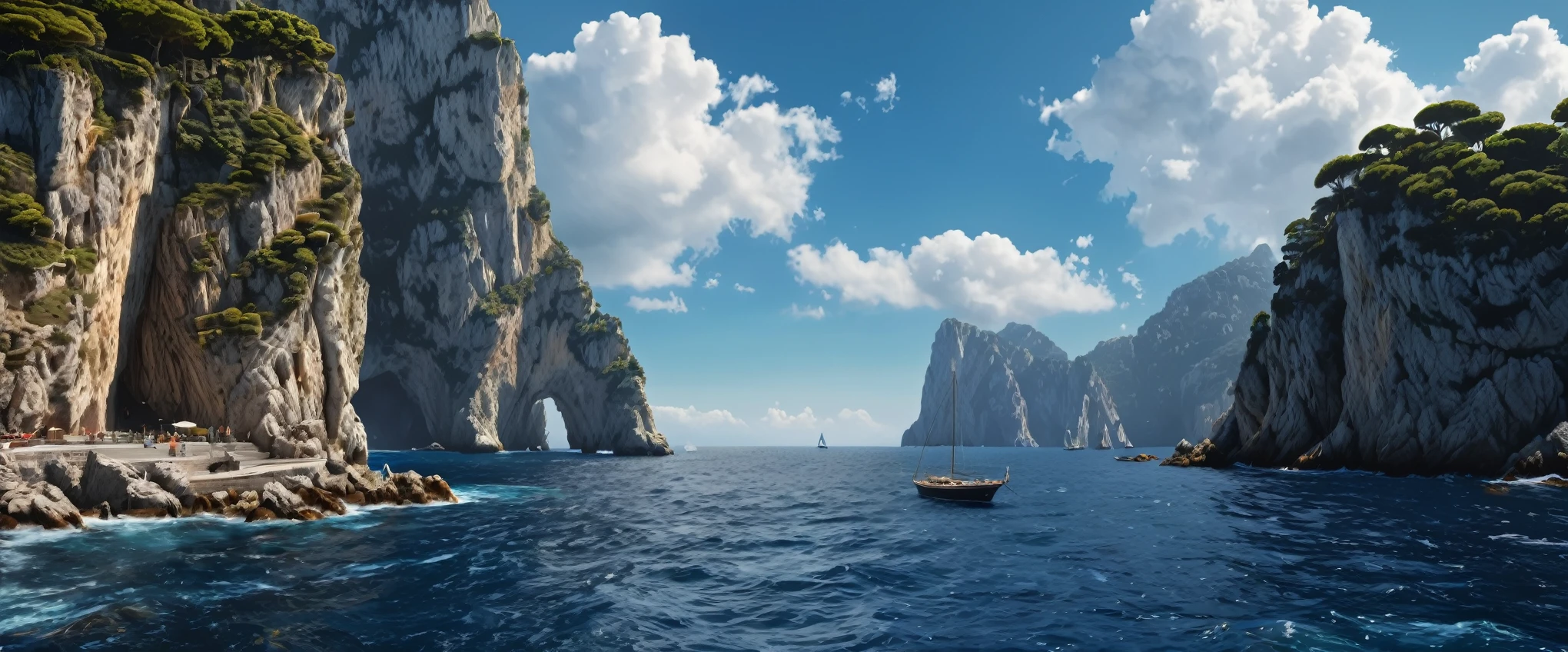 (ultra realistic,32k, masterpiece:1.2),(high detailed skin:1.1),( high quality:1.1), (masterpiece, best quality), best quality, masterpiece, photorealistic, ultrarealistic, professional photograph shot on Canon EOS R6, More detail,)
italy, capri coast, sea, sunny day, summer, sailing boat, clouds on the sky, , hyper detailed, masterpiece, hyper realistic, high quality, sharp, highly detailed in Brooding landscapes, epic scale, German myth, layered symbolic density, pixel art, 32bits,Color Booster,no_humans,beach,Nature