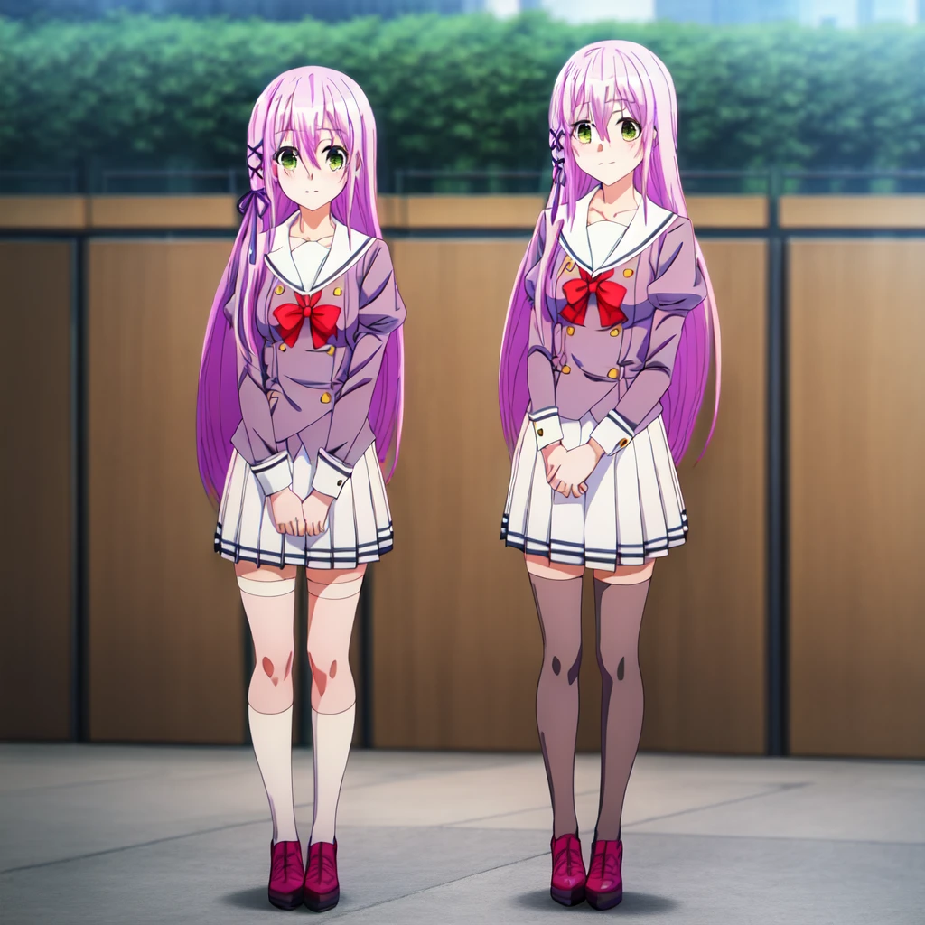 kisara,Highest quality,One Girl,perfection,Green Eyes,Hands on hips,Has purple hair,Standing posture,Best Quality,8K,masterpiece,