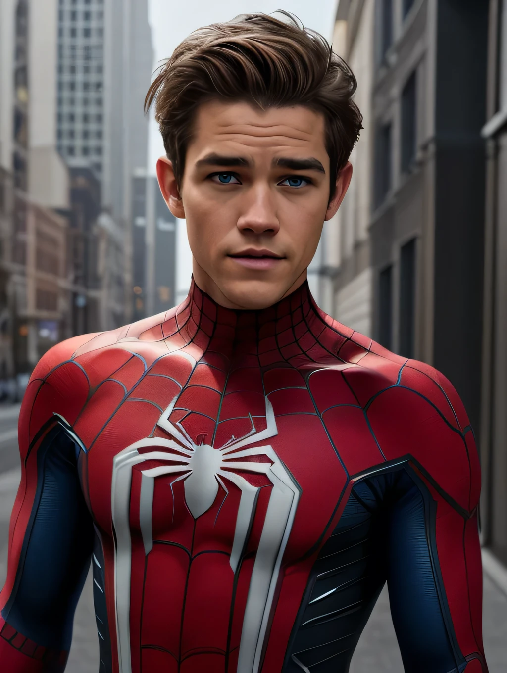 Brenton Thwaites as Spider-Man , realistic character style , realistic art , Spider-Man suit