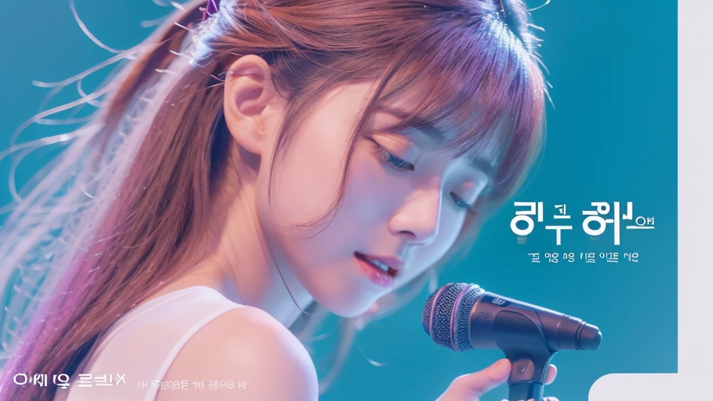 The Korean Ballads music channel logo is an image of a Korean girl holding a microphone and singing, evoking the romantic and profound feeling of ballads. The words "Korean Ballads" are written in a soft and flexible font, the word "Korean" is smaller and above the word "Ballads". Using light pink and light blue as the main tones, combined with white as the background, this logo will bring a gentle, delicate feeling. The design elements combine harmoniously, reflecting the true spirit and characteristics of Korean ballad music. Realistic images, clear details, warm and gentle color scheme.