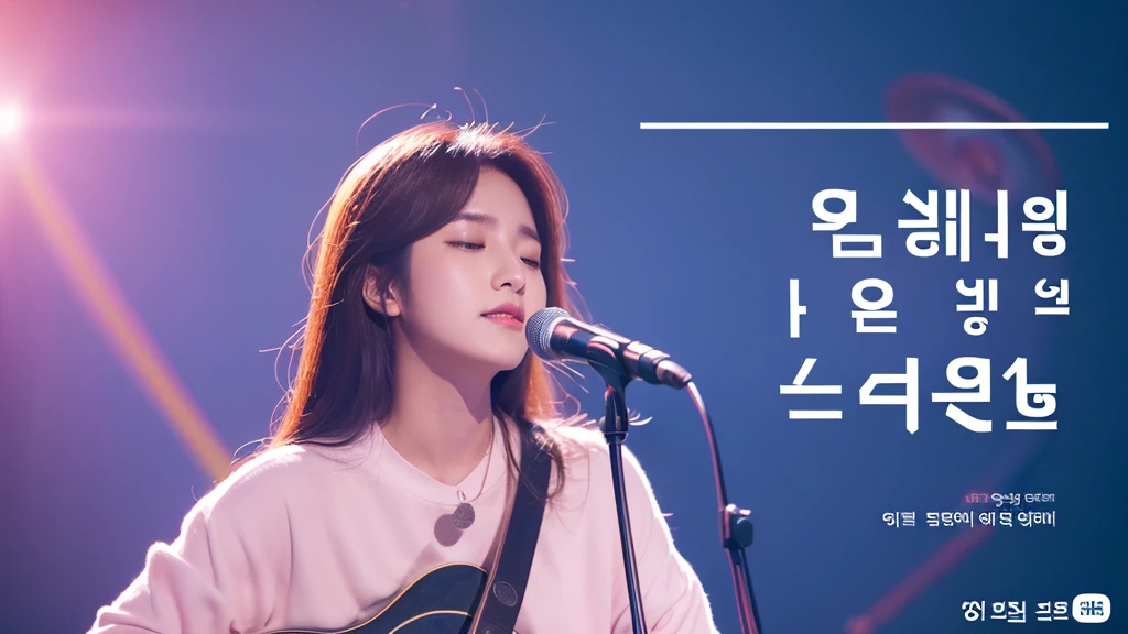 The Korean Ballads music channel logo is an image of a Korean girl holding a microphone and singing, evoking the romantic and profound feeling of ballads. The words "Korean Ballads" are written in a soft and flexible font, the word "Korean" is smaller and above the word "Ballads". Using light pink and light blue as the main tones, combined with white as the background, this logo will bring a gentle, delicate feeling. The design elements combine harmoniously, reflecting the true spirit and characteristics of Korean ballad music. Realistic images, clear details, warm and gentle color scheme.
