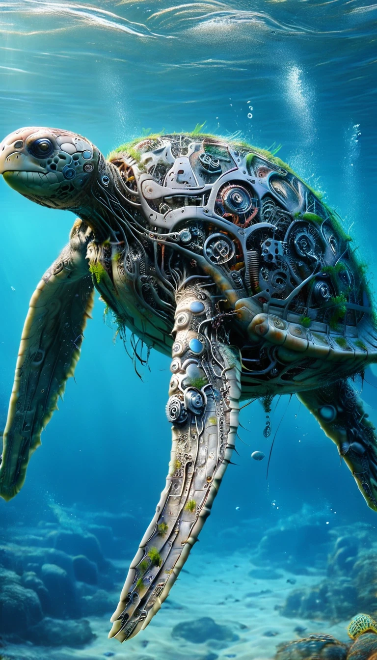 ais-postdyz Sea turtle swimming underwater, Beautiful appearance、beautiful