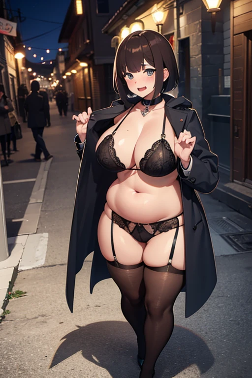Hyuga hinata, beautiful mature woman, Perfect curvy body, natural Huge breast , gorgeous eyes, Soft smile, wear a red lace bra and a tight legging, necklace, hairband, Alluring Face, Erotic pose, Nightime walk, City garden, standing.