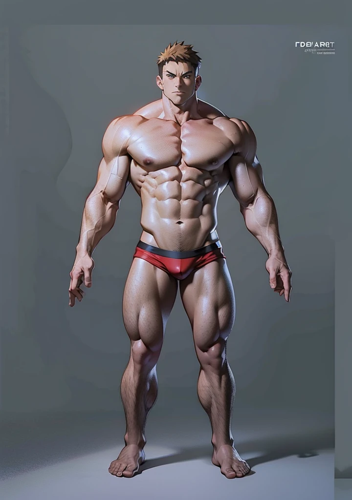 Generate an anime-style art image of a dominant protagonist character, and extremely muscular anime art