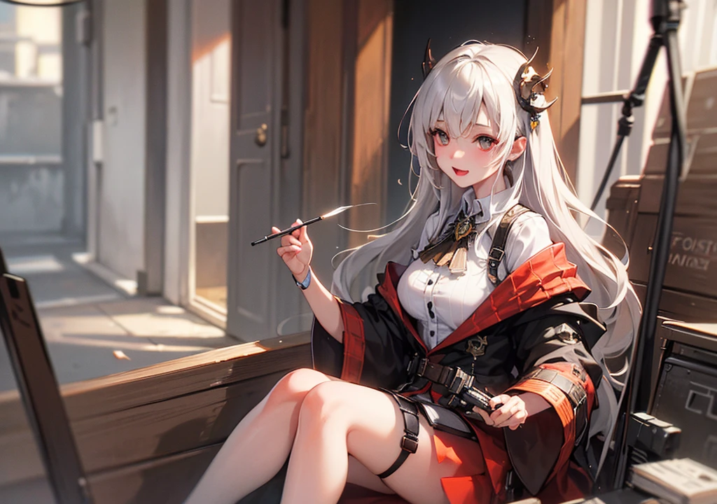 Realistic photos, Focus distance 10mm, Red and white, A big smile, Beautiful girl, Realistic photos, Focus distance 10mmで撮影, masterpiece, 最high quality, high quality, Very detailed CG 8k wallpaper unit, Award-winning photography, Bokeh, Depth of written boundary, High resolution, bloom, chromatic aberration, Realistic, Very detailed, Art Station Trends, CGsociety Trends, Complex, High detail, dramatic, Art on the go, volumetric lighting, Steampunk Wizard、beautiful girl、Goggles and Gear Accessories、Fantastic steam mist