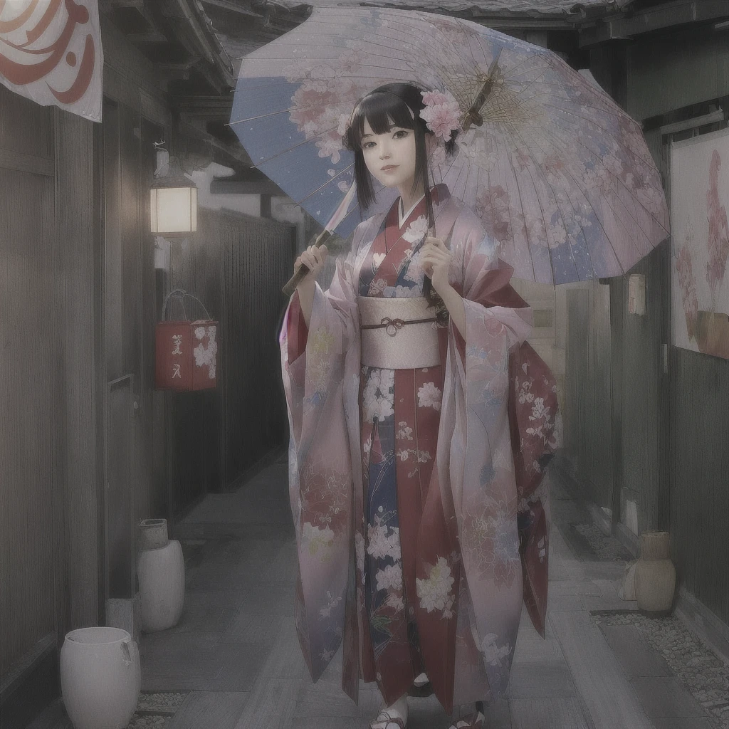 full body,full shot,sfw,beautiful russian: 2 girl in the image of geisha with big bright blue eyes and long fluffy eyelashes of Nordic type with perfect graceful figure and very long and fluffy wavy wheat-colored hair stands full-length on the alley on the background of blooming Japanese pink sakura wearing Japanese kimono and Japanese gate shoes, girl's kimono is lacy with intricate patterns, Little bosom with bulges shines through, the ground where the girl is standing is strewn with sakura petals, the scene is highly artistic, high resolution, clear focus, artistic style Migjorni-V5, hyperphotorealism, perfect proportions, golden ratio, highlight, outline, sunlight, soft glow, soft focus, photography style Monocle.