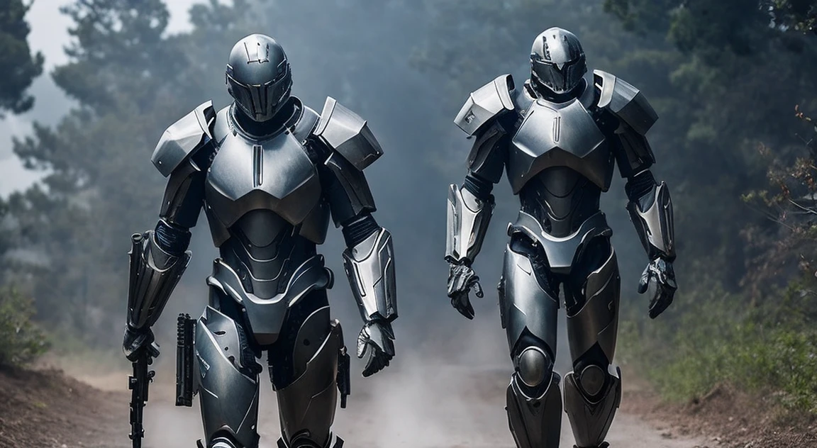 Full-body mechanical armored suit、Ultra HD、masterpiece、cool、cool、８K、Ultra-realistic、Has a boom rifle