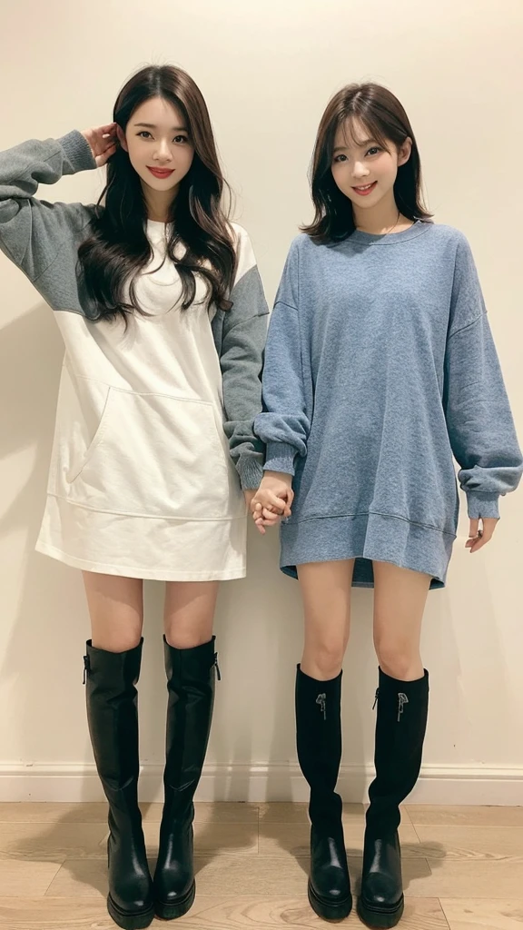 A photo of standing feet in boots　duo　