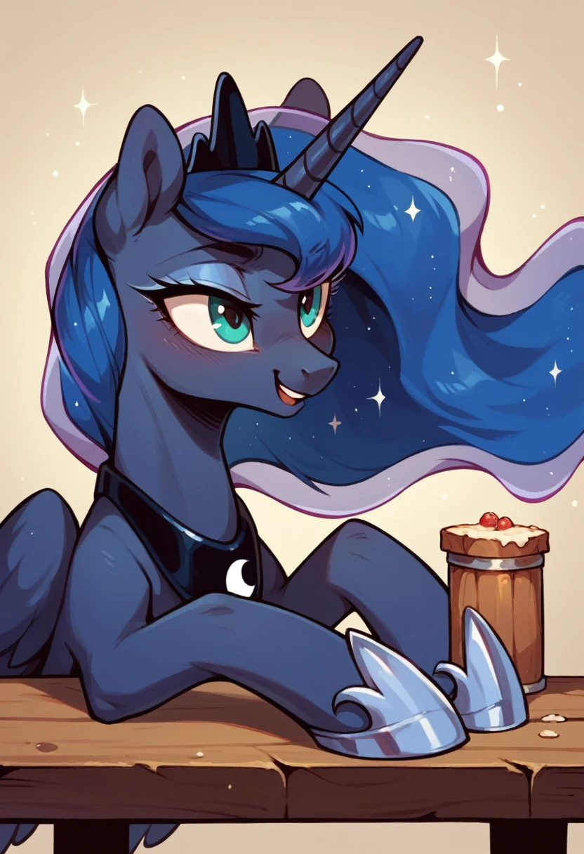 Princess luna’s decapitated head on table