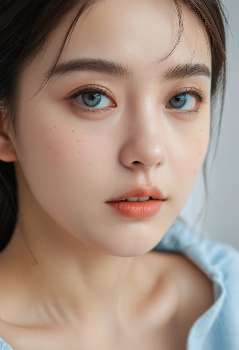 8K, best quality, masterpiece, Ultra-high resolution, (realism: 1.4), original photo, (Realistic skin texture: 1.3), (Film Grain: 1.3), (Selfie Angle), 1 girl, Beautiful eyes and face details, masterpiece, best quality, close up, Upper Body, Looking at the audience