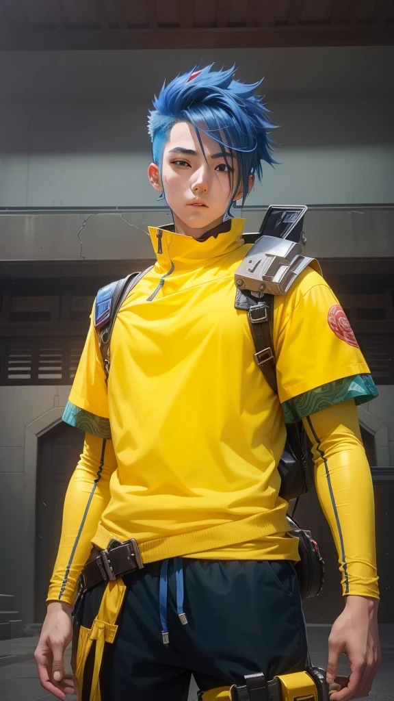 Anime, 1 man, boy, China, blue hair,  8k quality, heandsome