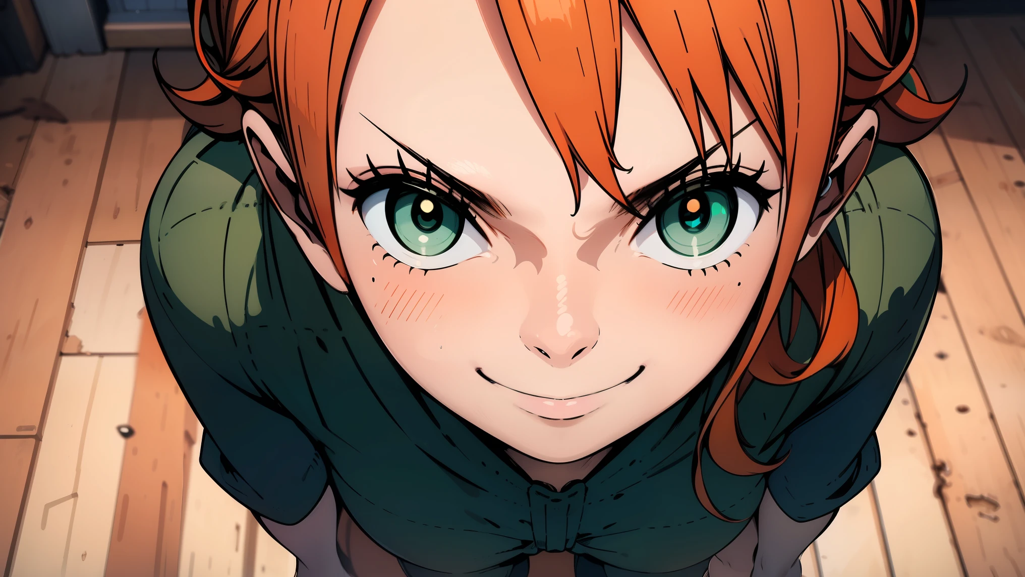 nami, (large breast:1.2),seductive smile, ((orange hair:1.5)),
BREAK ((dark green dress:1.5)),
BREAK siiting on wooden floor, large windows, indoors, close up feet, smile, full blush, large breasts, nipples, long nipples, nipples erection, small areolae, pussy,
BREAK (masterpiece:1.2), best quality, high resolution, unity 8k wallpaper, (illustration:0.8), (beautiful detailed eyes:1.6), extremely detailed face, perfect lighting, extremely detailed CG, (perfect hands, perfect anatomy),