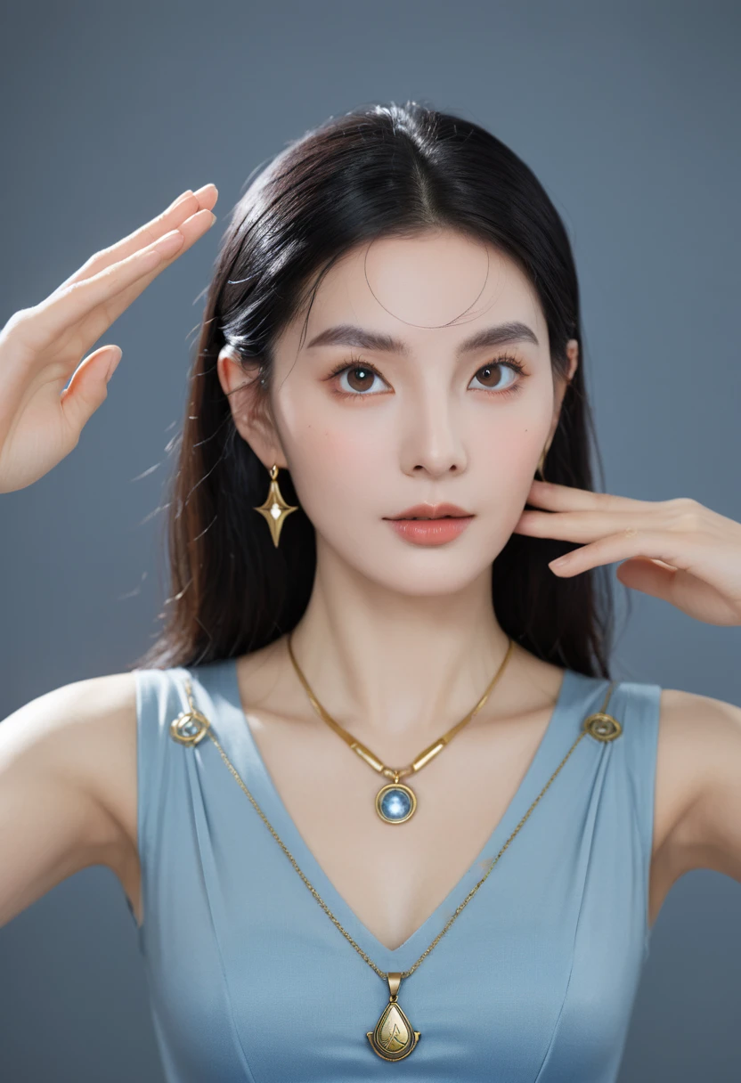 Tarot,Hands together,Vulcan salute,Attention, Halo behind the head,Finely_detailed, perfect_Body, perfect_Eye, perfect_Face, perfect_finger,