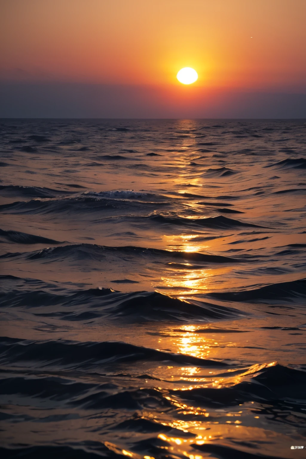 On the drift ice of Shiretoko、The setting sun is reflecting and shining
