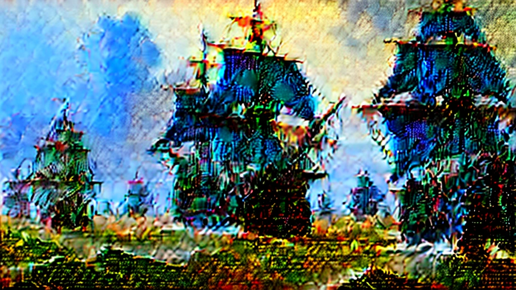 "European colonial ships sailing towards the New World, 17th century, historical painting style"