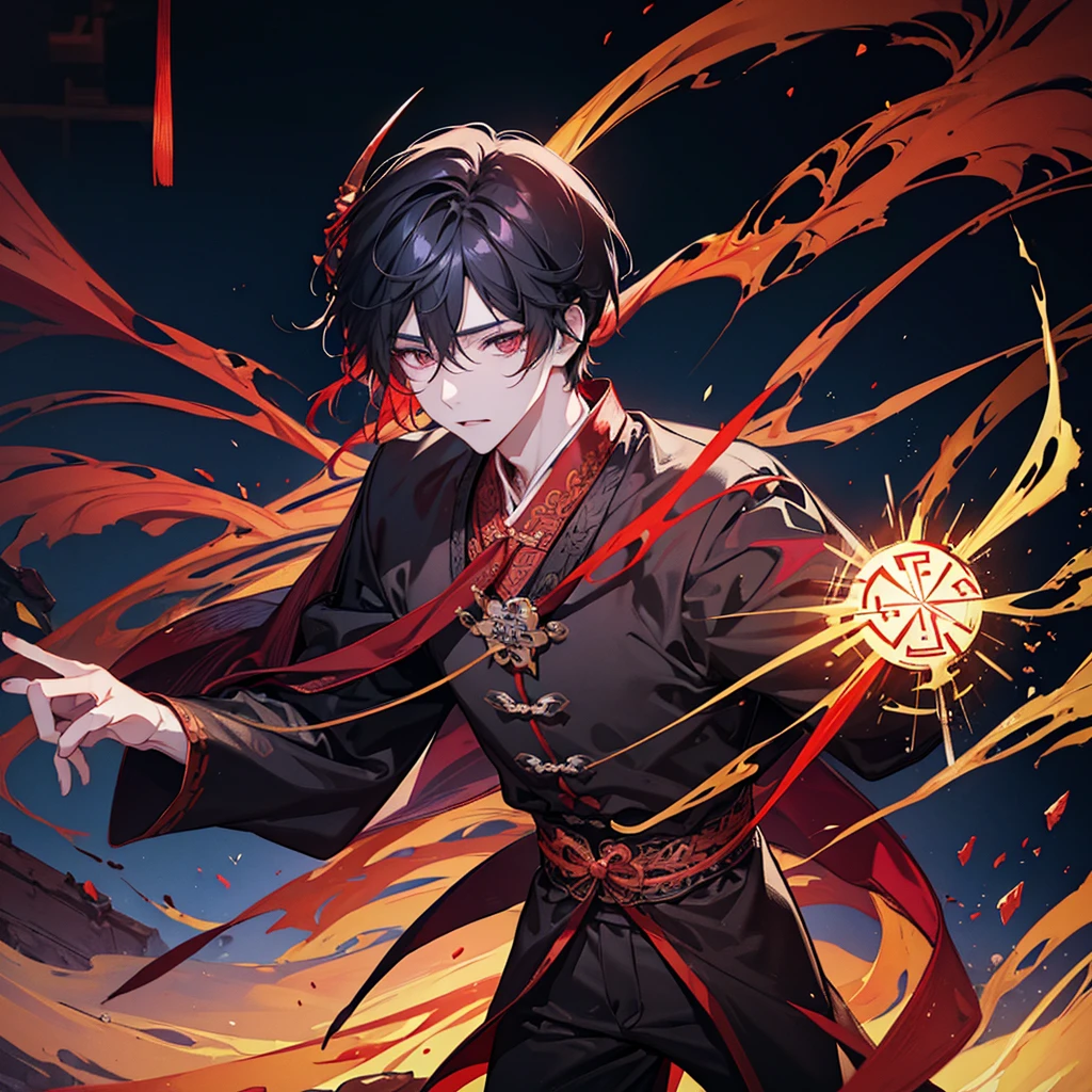 1 handsome guy in demon killer art, demon horn, red hair,sword, Inspired by Bian Shoumin, heise jinyao, Inspired by Seki Dosheng, Cai Xukun, by Yang J, Guviz-style artwork, Deviantart ArtStation CGSCOSIETY, demon slayer rui fanart, 8k, hd, unreal engine, manly, handsome,