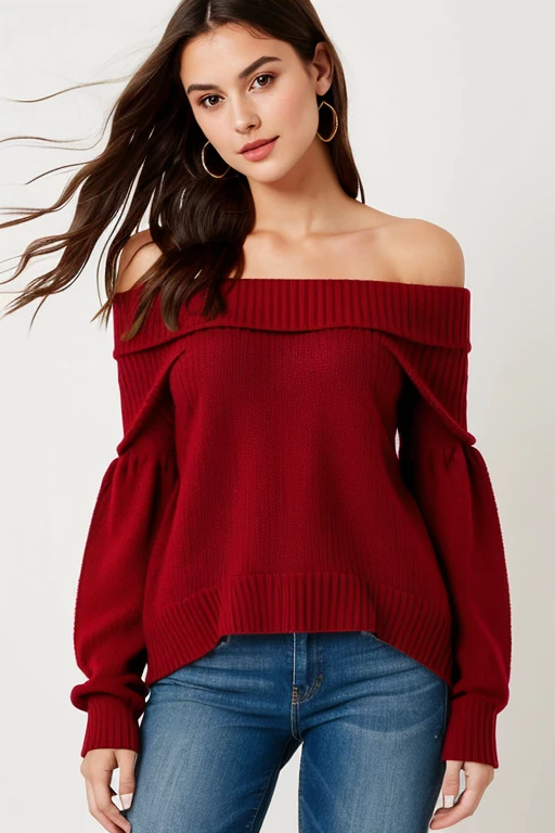 ((best quality)), ((masterpiece)), (detailed), 1girl, off-shoulder sweater,