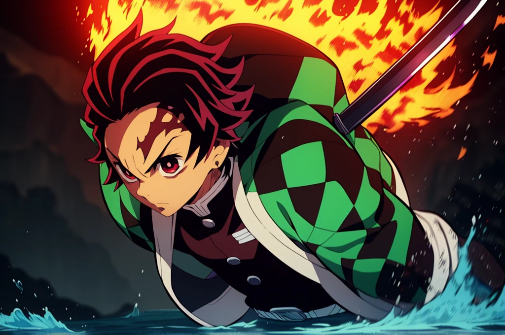 Anime character with a sword on the background of fire and water, mist, Cute guy in Demon Slayer art, Demon Slayer Art Style, demon slayer rui fanart, badass anime 8 k, Demon Slayer, Anime Key Art, 4 k manga wallpapers, kimetsu no yaiba, anime wallaper, Ultra Transparent, Ultra Detailed, very extremely beautiful, anime epic artwork, Anime Art Wallpapers 8K, Local Art