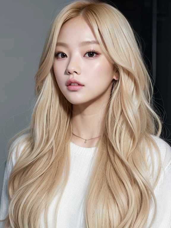 Kim Jenny from blackpink has light blonde hair., wavy blonde hair, wavy blonde hair, There is a small edge., black eyes, The nose is high and beautiful., thick lips, Cupid's lips and heart shape.., pink lips, pale, white skin, Beautiful and soft skin, There are freckles and moles., Beautiful eyebrows, A prominent and beautiful collarbone., mientras tiene un hamburger hat, hamburger hat, While she had a red rose on her, Black Red, with women's underwear, Slim and beautiful tummy, bare neck, (big breasts, soft breasts, Natural breasts while holding a rose, In a room with a pink background, Eat hamburgers and Asian noodles, with cowboy hat, with cowboy hat, looking at camera, Auto Photo