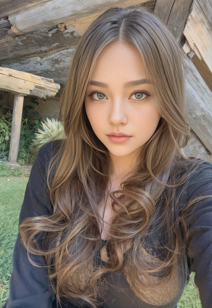 a perfect lady, with a beautiful face (1.5) and detailed eyes that shine with life, is the subject of an attractive photograph. Her luscious lips are subtly accentuated with cat eye makeup. (0.40), his big eyes (0.3) captivating in its depth. Your toned body (0.95) It is enhanced by the curves of her curly hair., by rubio (0.4) cascading down to her big breasts. She is comfortably sitting on a luxurious sofa. (1.2), wearing an elegant camisole (1.3) that complements your figure. changing lighting (1.2) and a depth of
