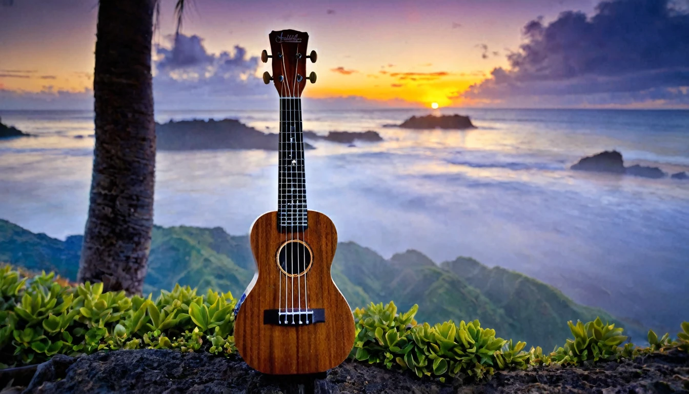 Ukulele, por Genevieve Naylor (sun in the background)