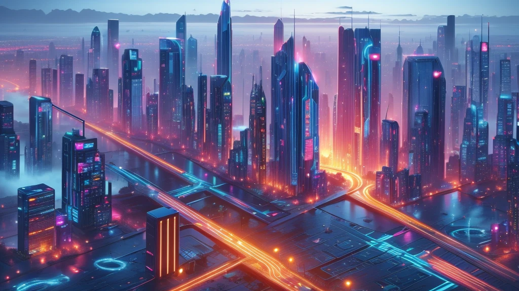 image taken from behind the shoulder of a GIRL with her back turned and DRESSED IN A HOOD from a balcony of a futuristic building with, She is looking at an aerial view of an ultra-futuristic North American megalopolis, view of the entire city with many metal buildings and houses in dark colors from dark blue to black, a cidade tem tons de cinza metal, has smoky metal structures , industrial environment with smoke and fog around, carros escuros nas ruas, desert megalopolis, trilhos e trens modernos de de metal passando estre as ruas da cidade, tall futuristic metal buildings, many ultra modern buildings around, , as realistic as possible, As detailed as possible, Science fiction