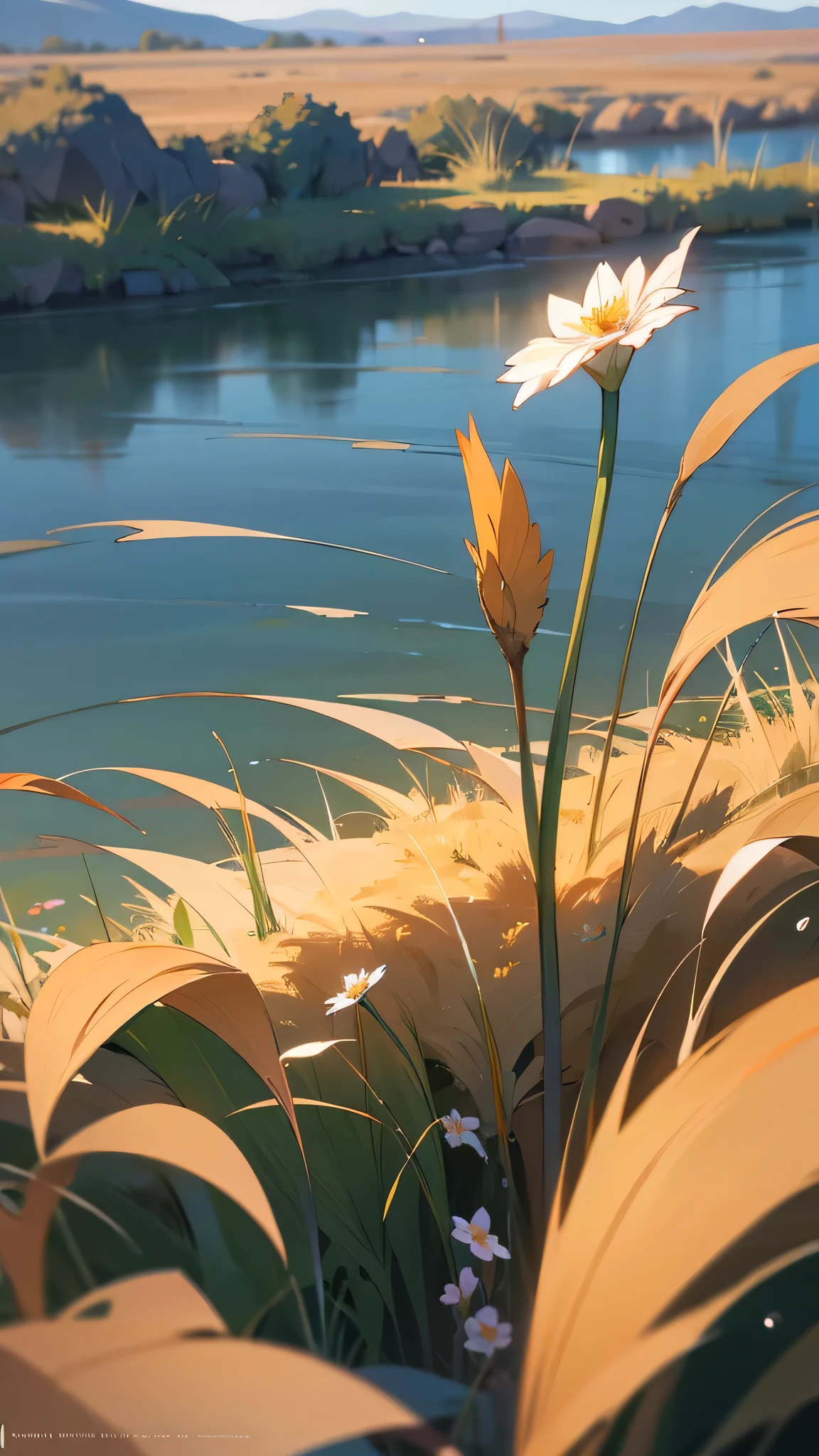 masterpiece, best quality, high quality, Extremely detailed CG uniform 8k wallpaper, Flowering landscape, Dry Place，For example, an empty desert, Dearest, cunning, Mono Lake, Cattail, 3D Numbers, Award-winning photography, Bokeh, Depth of Field, Human Development Report, bloom, Chromatic Aberration, Reality, Extremely detailed, Popular on ArtStation, Popular on CGsociety, complex, High Detail, dramatic, midjourney&#39;s Artwork