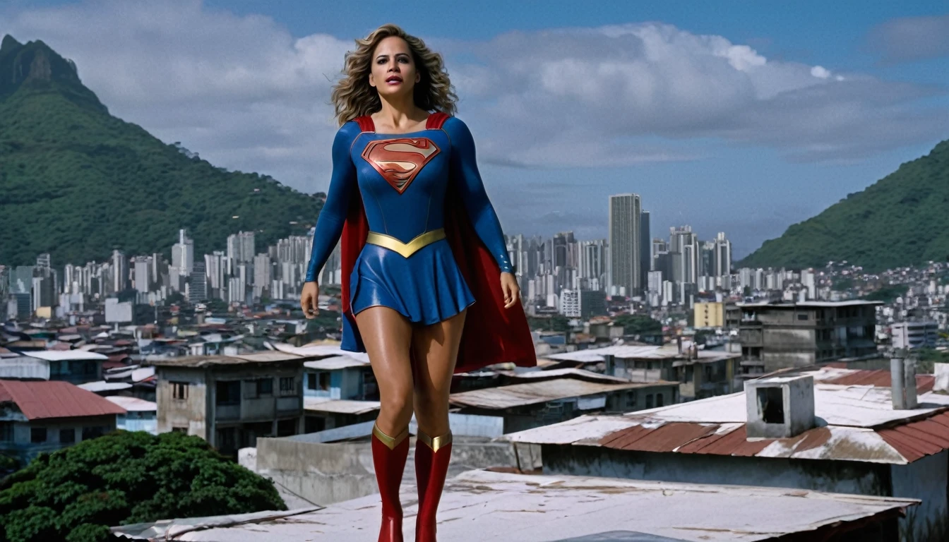 super breasts; Paula Patton Supergirl 1984s movie costume; saving the world; posição de levantar vôo; braços esticados para cima; taking off from a roof (worn clothes on the ground); floating towards the Lapa- Rio de Janeiro sky; HD. Photograph, ((realism)), extremely high quality RAW photograph, ultra detailed photograph, sharp focus, high resolution, (detailed skin:1,3),high quality, film grain, Fujifilm XT3,Highly Detailed, movie, (Cinematic Photo:1.3) of (Realistic:1.3). Super breasts.