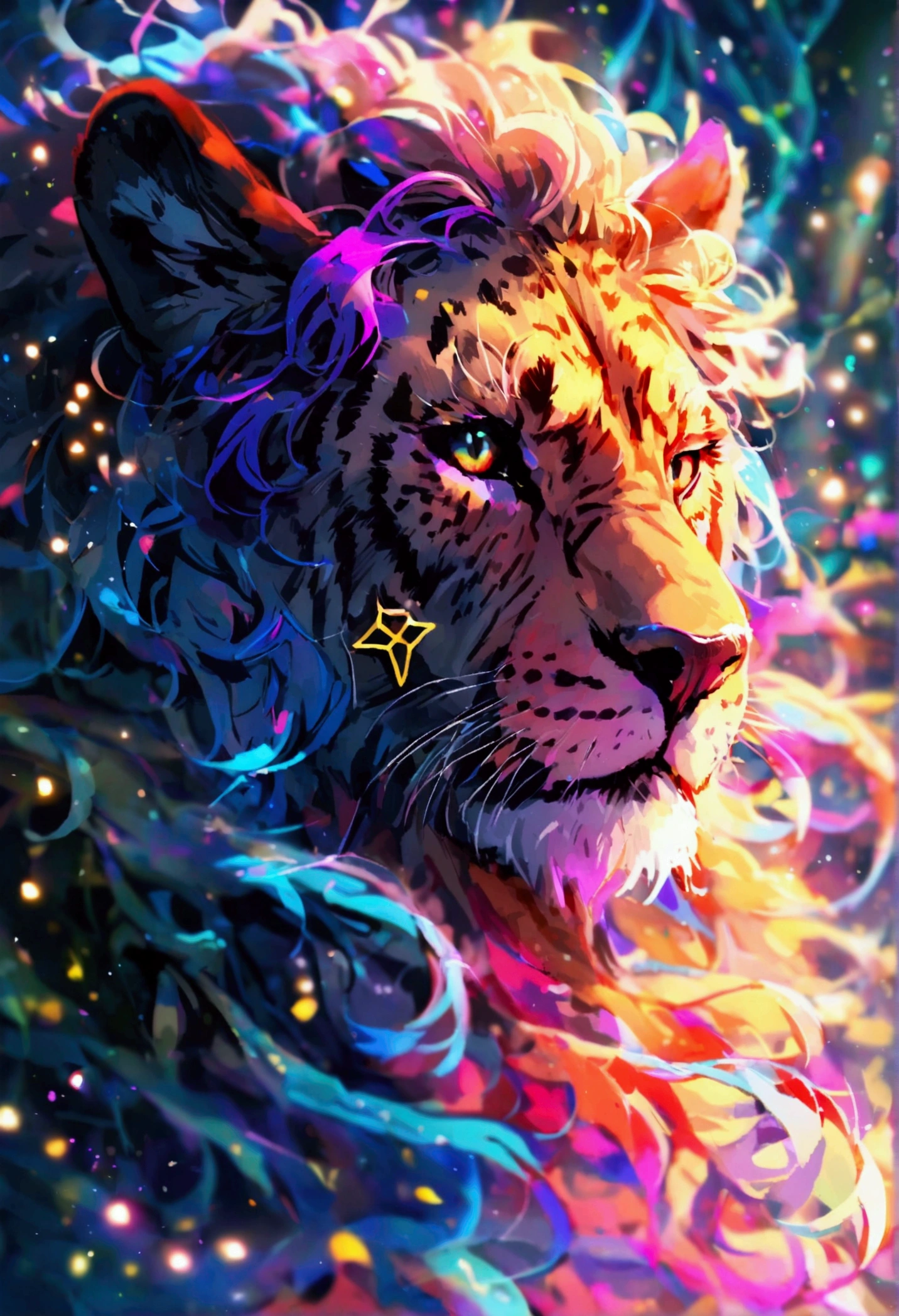 neon zodiac sign of leo