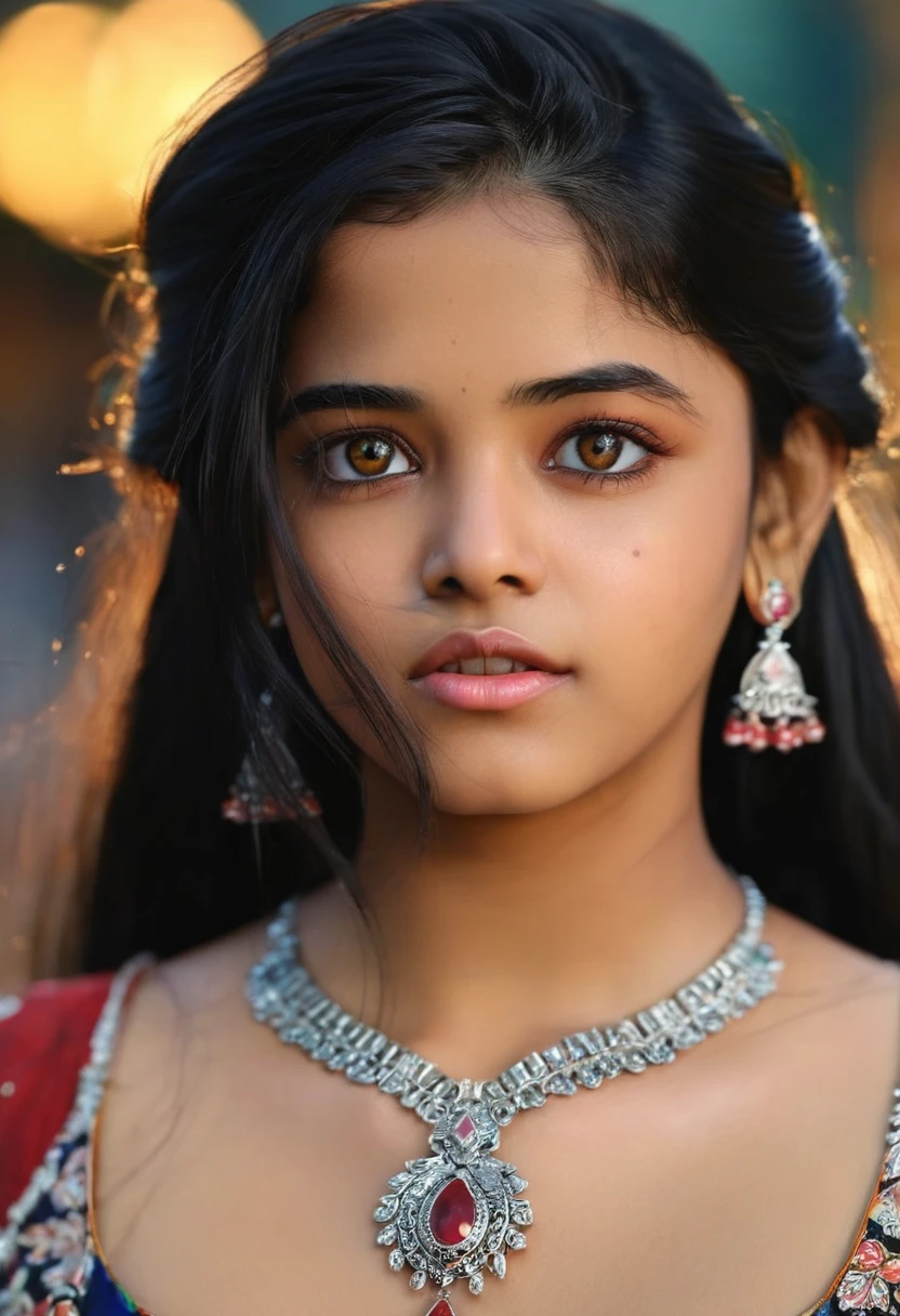 Ananya, 1girl, black hair, long hair, beautiful detailed eyes, beautiful detailed lips, extremely detailed face and features, solo, jewelry, depth of field, blurry foreground, photo, photorealistic, realistic, (best quality, 4k, 8k, highres, masterpiece:1.2), ultra-detailed, (realistic, photorealistic, photo-realistic:1.37), vivid colors, studio lighting