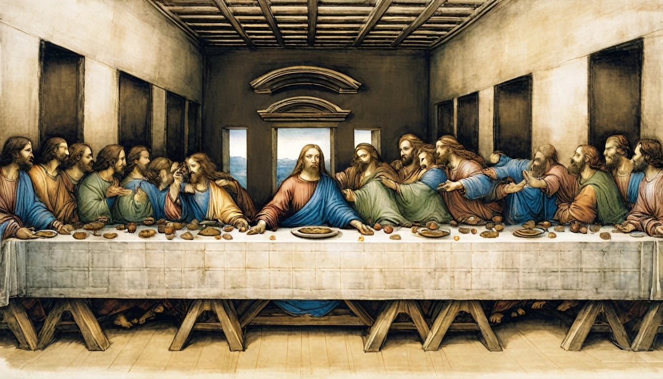 sketch of the last supper by leonardo da vinci