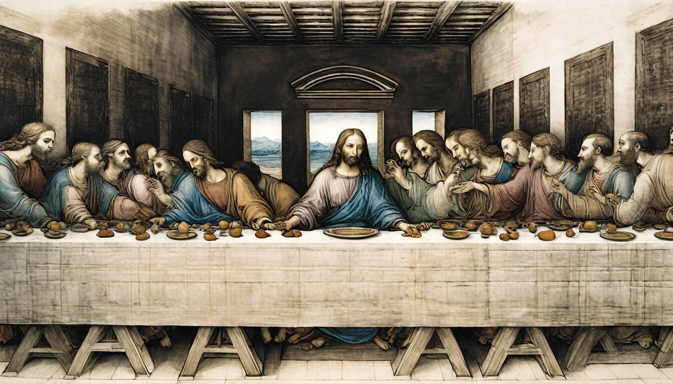 sketch of the last supper by leonardo da vinci