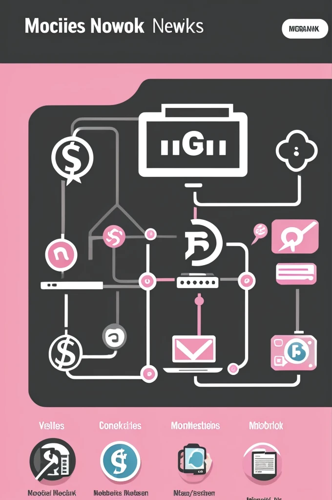 Attractive graphic with title "Monetize your Social Networks: Get started today!" and visual elements such as money icons, social networks like Instagram and Facebook with pink and gray tones 
