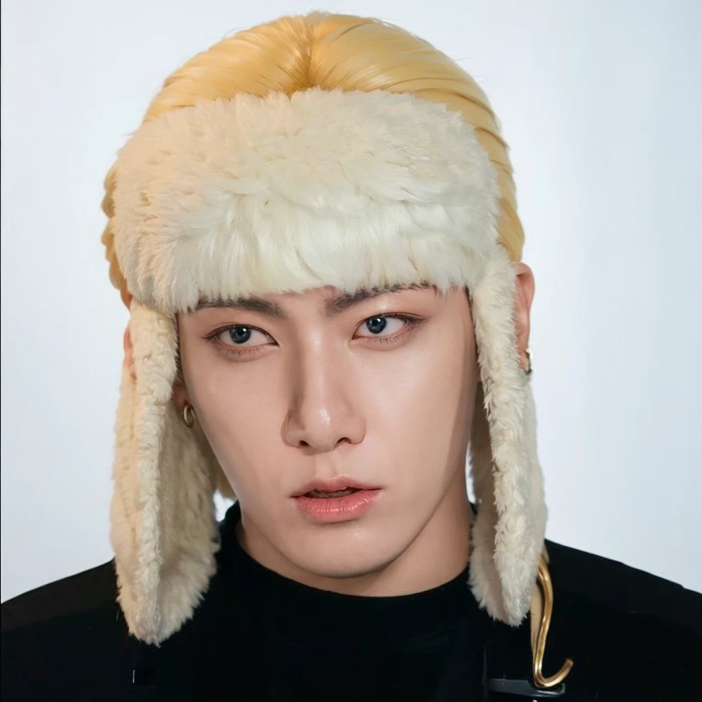 a young korean man wearing a leather jacket, intricate jewelry, hyper realistic, 8k, masterpiece, high quality portrait, official album art, official photo, inspired by Jeonseok Lee, young angel wan, korean artist, by Yang J, solo photoshoot, detailed facial features, beautiful eyes, sharp focus, vivid colors, studio lighting