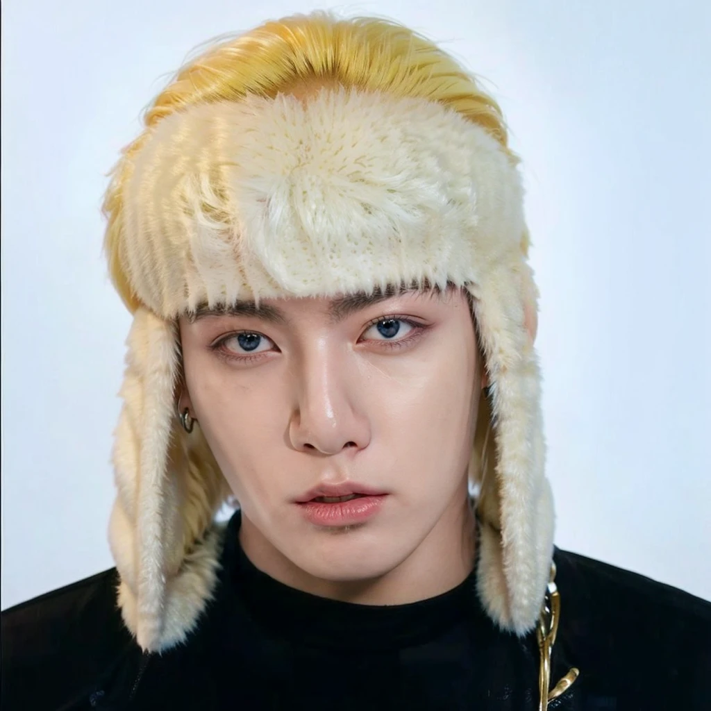 a young korean man wearing a leather jacket, intricate jewelry, hyper realistic, 8k, masterpiece, high quality portrait, official album art, official photo, inspired by Jeonseok Lee, young angel wan, korean artist, by Yang J, solo photoshoot, detailed facial features, beautiful eyes, sharp focus, vivid colors, studio lighting