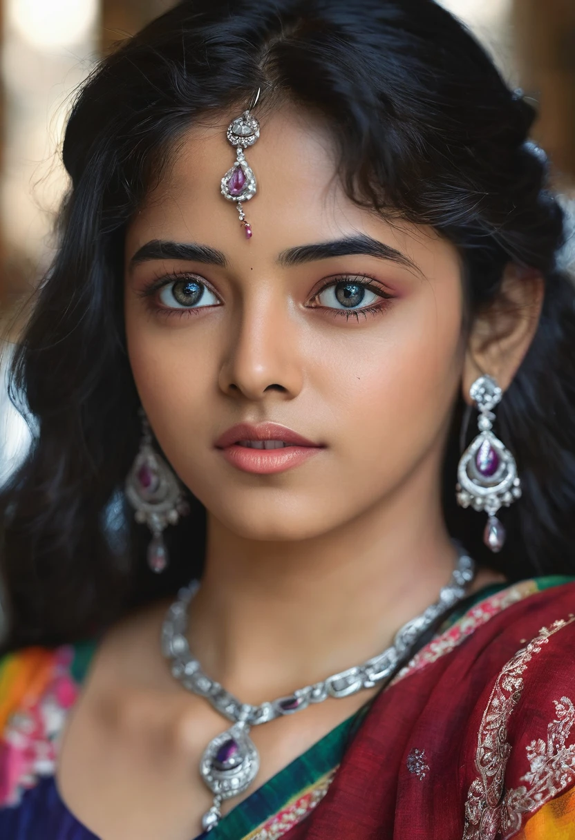 Ananya, 1girl, black hair, long hair, beautiful detailed eyes, beautiful detailed lips, extremely detailed face and features, solo, jewelry, depth of field, blurry foreground, photo, photorealistic, realistic, (best quality, 4k, 8k, highres, masterpiece:1.2), ultra-detailed, (realistic, photorealistic, photo-realistic:1.37), vivid colors, studio lighting