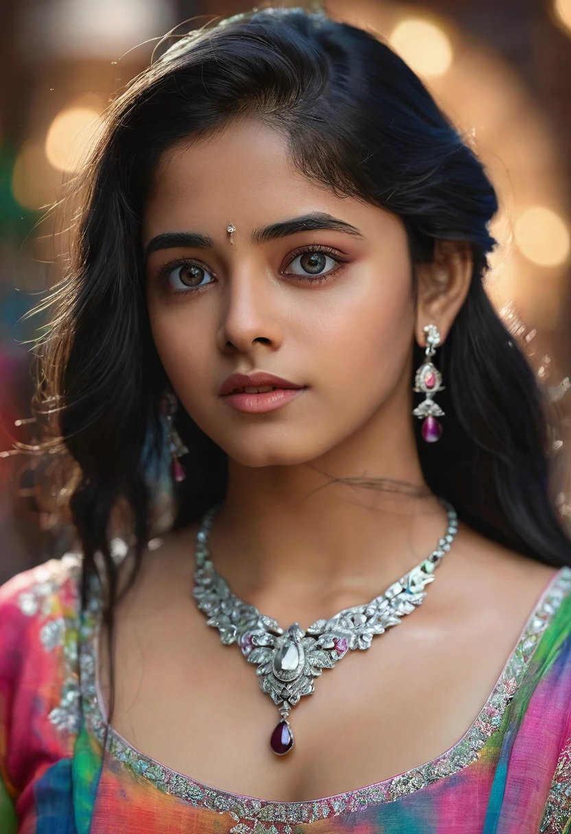 Ananya, 1girl, black hair, long hair, beautiful detailed eyes, beautiful detailed lips, extremely detailed face and features, solo, jewelry, depth of field, blurry foreground, photo, photorealistic, realistic, (best quality, 4k, 8k, highres, masterpiece:1.2), ultra-detailed, (realistic, photorealistic, photo-realistic:1.37), vivid colors, studio lighting