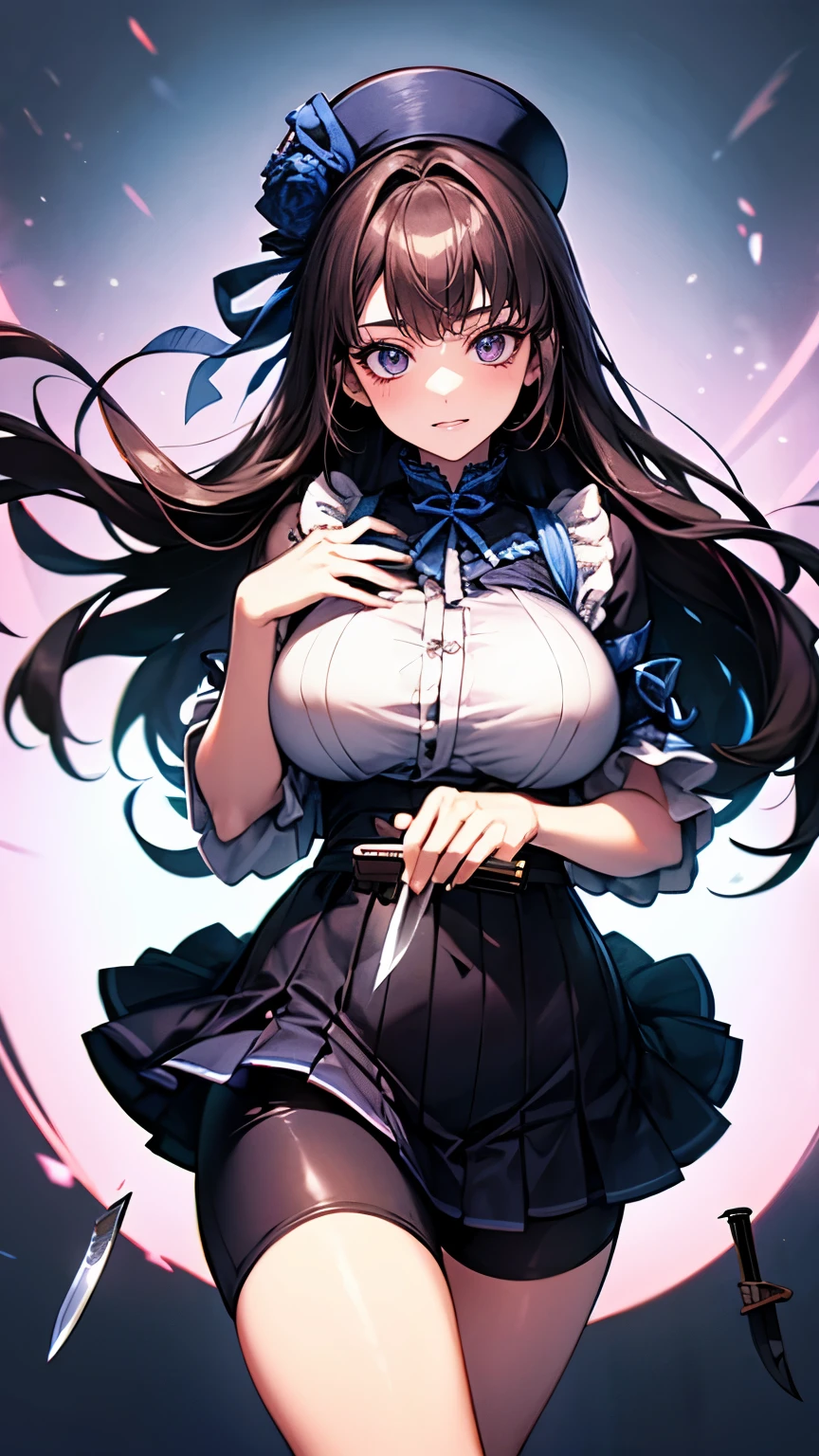 （Very delicate and beautiful：1.2）super model,,Beautiful breasts,voluptuous,【bike shorts】,,【3girls】,,Highest quality, High resolution, 8K,Kick in a hurry.mini skirt,Japanese Lolita,knife,Blue Flame