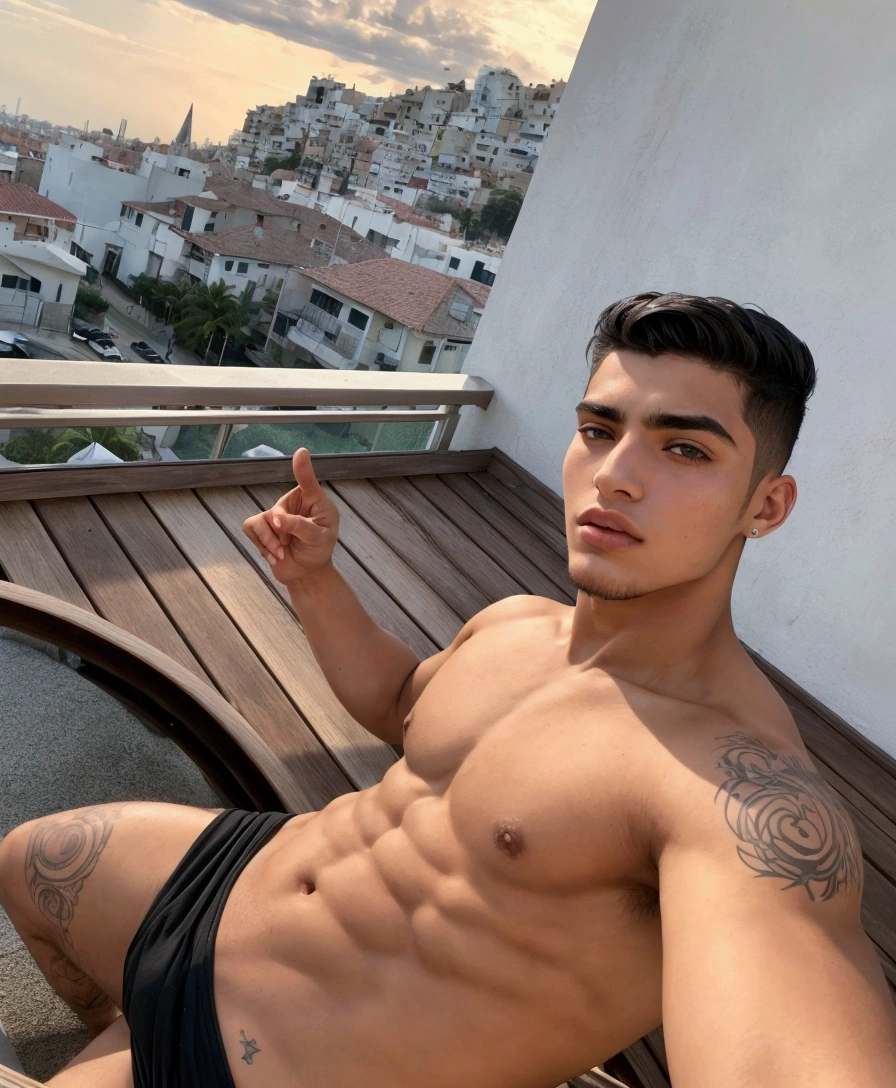 arafed man in a black underwear sitting on a balcony, caio santos, mateus 9 5, singer maluma, 1614572159, lucas graziano, diego fernandez, joel torres, andres rios, christian orrillo, instagram model, sidney lugo, 21 years old, mateo dineen, 2