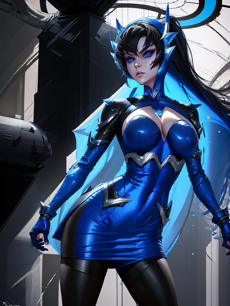 Blue Power Ranger, hurricane ,Sexy goth woman big breast, character sheet,goth makeup, character design,view all sides, full detail different poses with helmet on