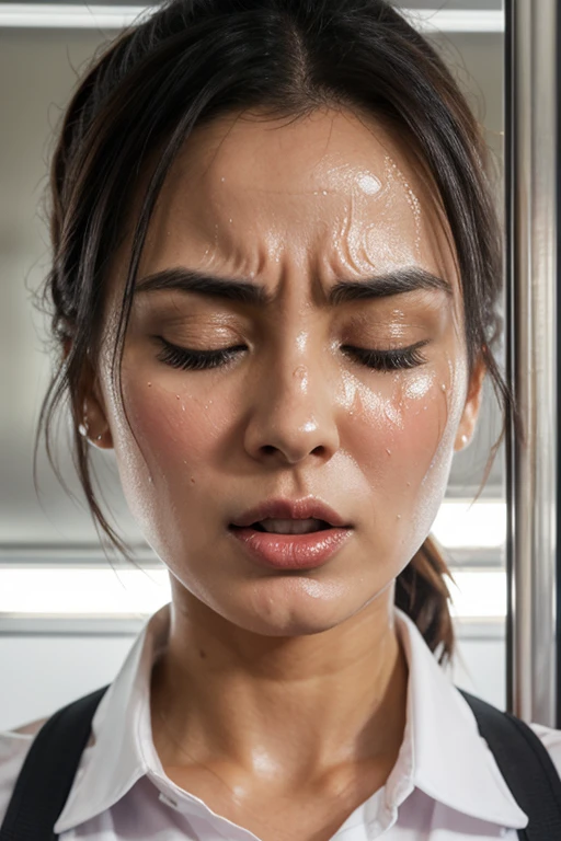 Beautiful Japanese actresses,(photo Realistic:1.4), (hyper Realistic:1.4), (Realistic:1.3),Very detailed, Edge Orgasm,face Focus, ((Woman with open mouth)) , Edgy Woman _face、Age 35、Black-haired、 News anchor、,Commuting Train,Inside the train,Train window,congestion,Standing and holding on to the strap,Male passenger in the back,((Sweat)),((skin shining with Sweat))((Clabrasion glistening with Sweat,face shining with Sweat)),,Entrance to the house、In front of the entrance、In front of the shoe rack、White collared shirt,Hair tied up、teacher,Frowning, eyeball, Glare, Frowning, Frowningをする, shout, Big eyes, Crazy Eyes,((oil filter))((Bukkake))((Super Hard Orgasm))Wet Filter,(symmetrical nose)((raised eyebrows, furrowed brow, closed eyes))(A woman who is molested on a train and reaches orgasm)(横face,)((A string of drool drips from the corner of one&#39;s lips、Saliva pools in the mouth))