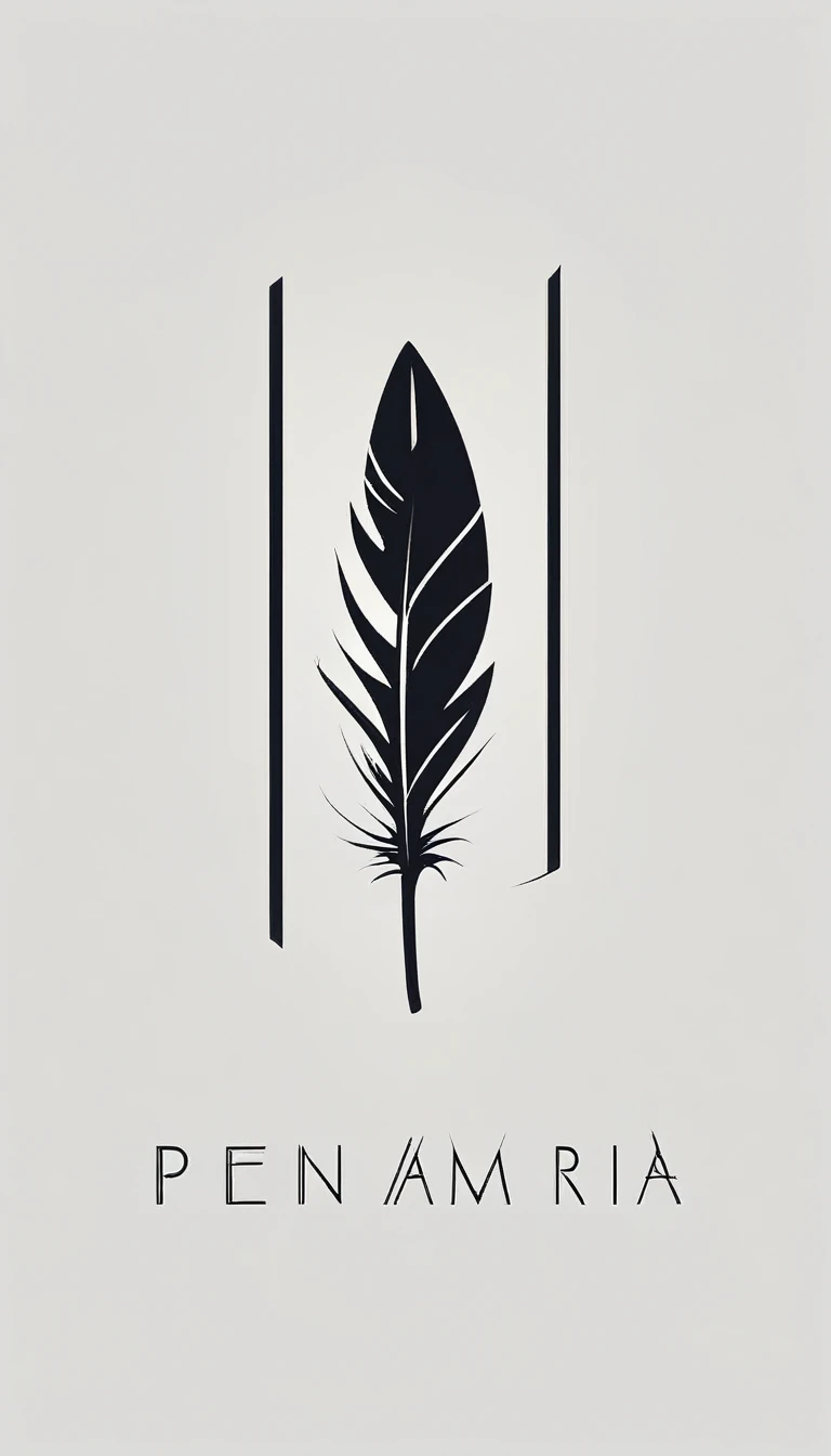 A minimal, modern, simple, cinematic logo design for the brand “Penamemoria". Create a modern, minimalistic, high-quality, logo of a boy feather