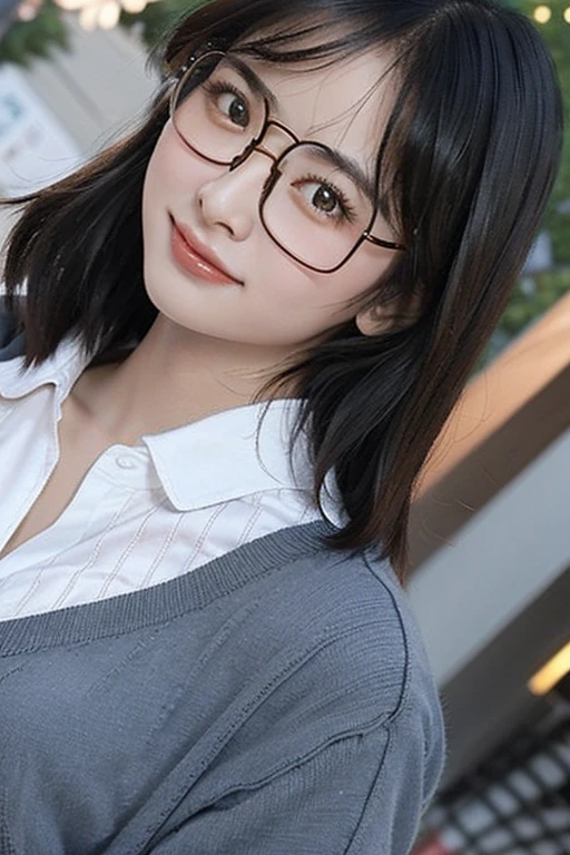 Highest quality、masterpiece、High sensitivity、High resolution、Detailed Description、Slender women、Glasses、Casual clothes、