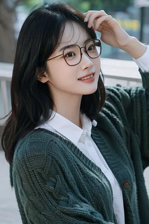 Highest quality、masterpiece、High sensitivity、High resolution、Detailed Description、Slender women、Glasses、Casual clothes、