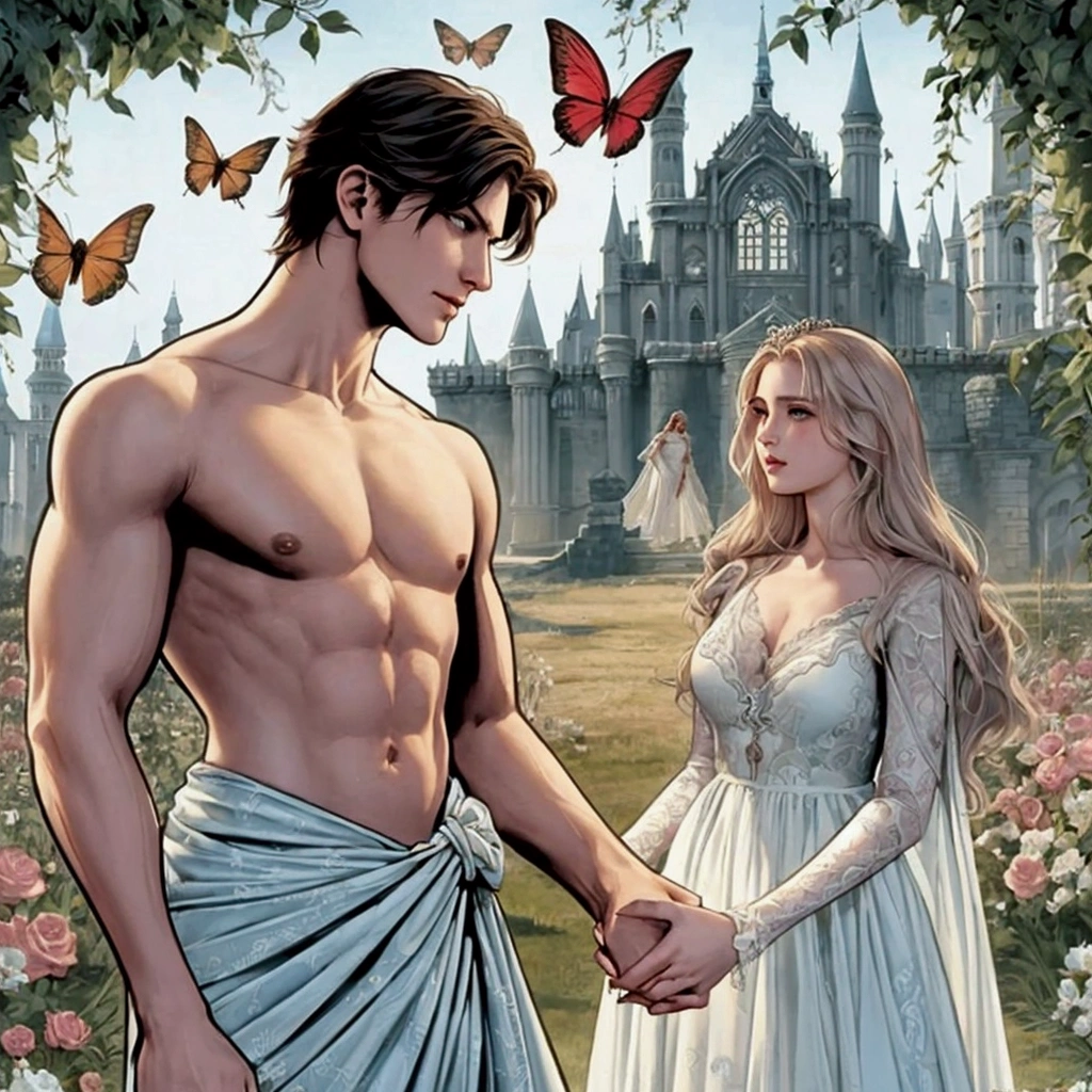 a close up of a person holding a hand near a woman, romance novel cover, charlie bowater and mark brooks, edmund blair and charlie bowater, zenescope, comic cover art, charlie bowater and artgeem, j. scott campbell, romantic storybook fantasy, castle scene manga, official art, frank cho, j scott campbell, graphic novel cover art