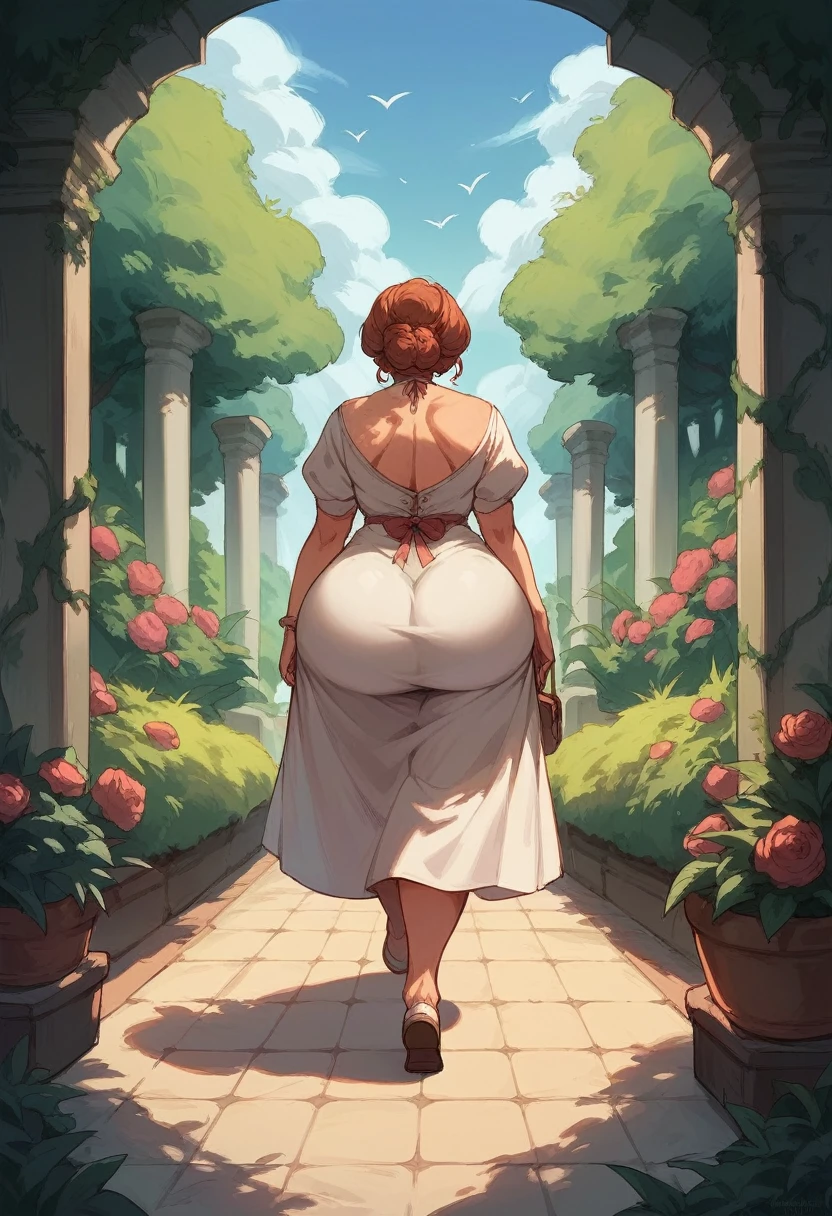 Lovely face,adult,Coquettish,mature,simple outfit,walking in the garden,big ass,big tits